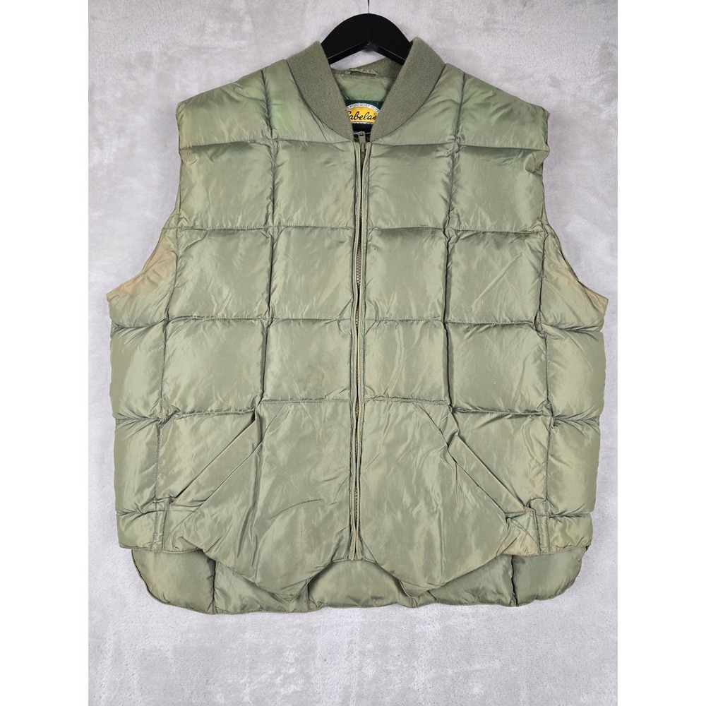 Cabela's Puffer Vest Mens M Green Premier Northern Goose Down Quilted Zip *Read
